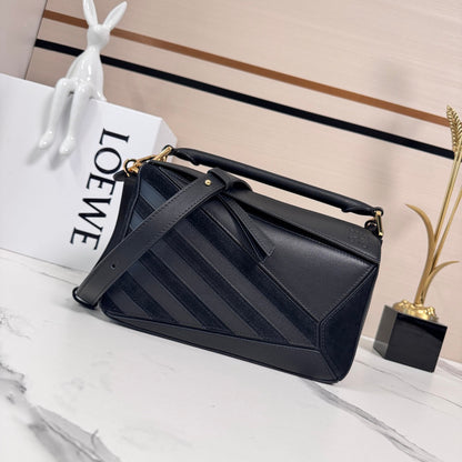 Small Puzzle Bag Black Calfskin Suede