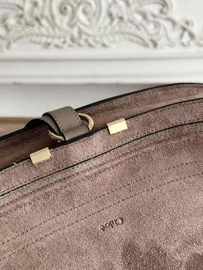 Chloe 26s Marcie Suede Shoulder Bag Taupe Suede