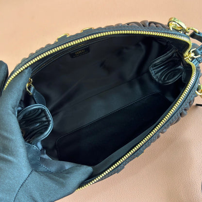 Miu Caprice Clutch Black Matelassé Nappa Leather 280764