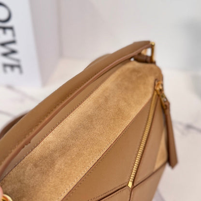 Small Puzzle Bag Brown Calfskin Suede