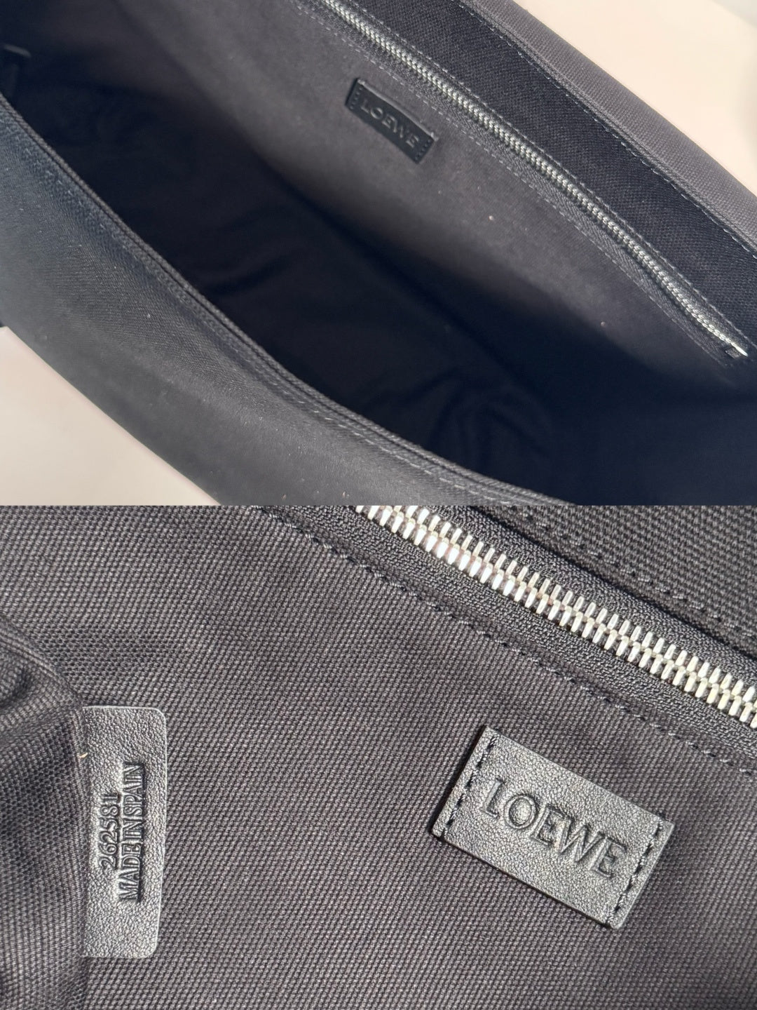 Medium Flex Messenger Black Canvas Brown Suede