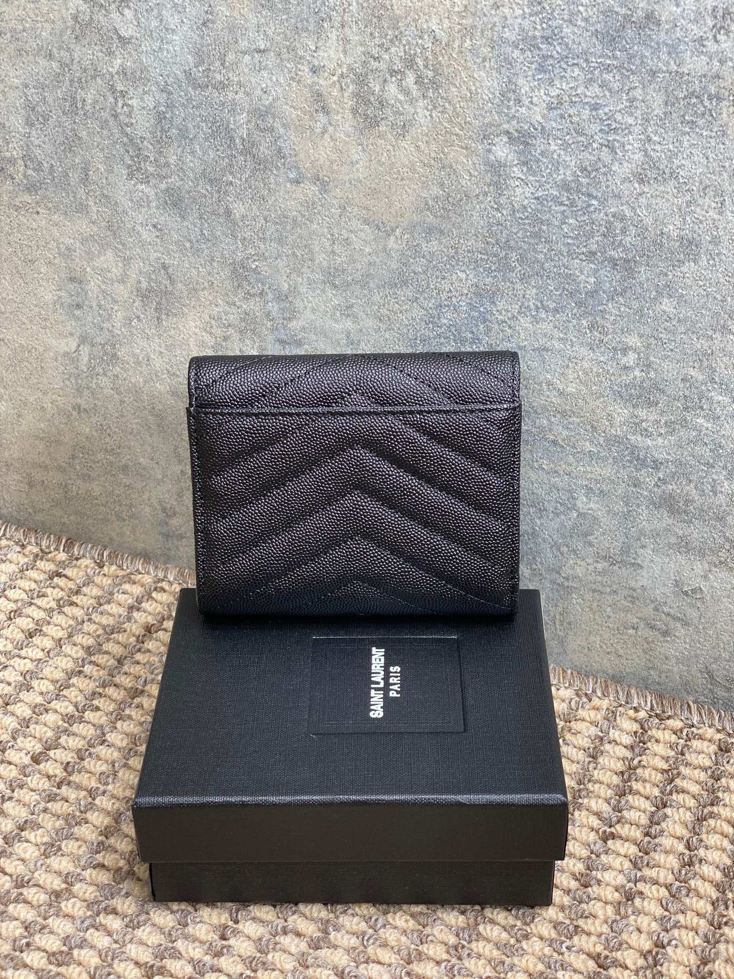 YSL Compact Flap Cassendre Wallet 10cm Black Leather GHW