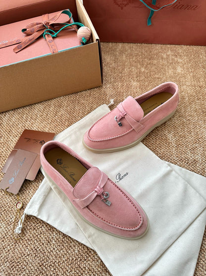 Pink Suede Slip-On Loafers, Loro Piana Style
