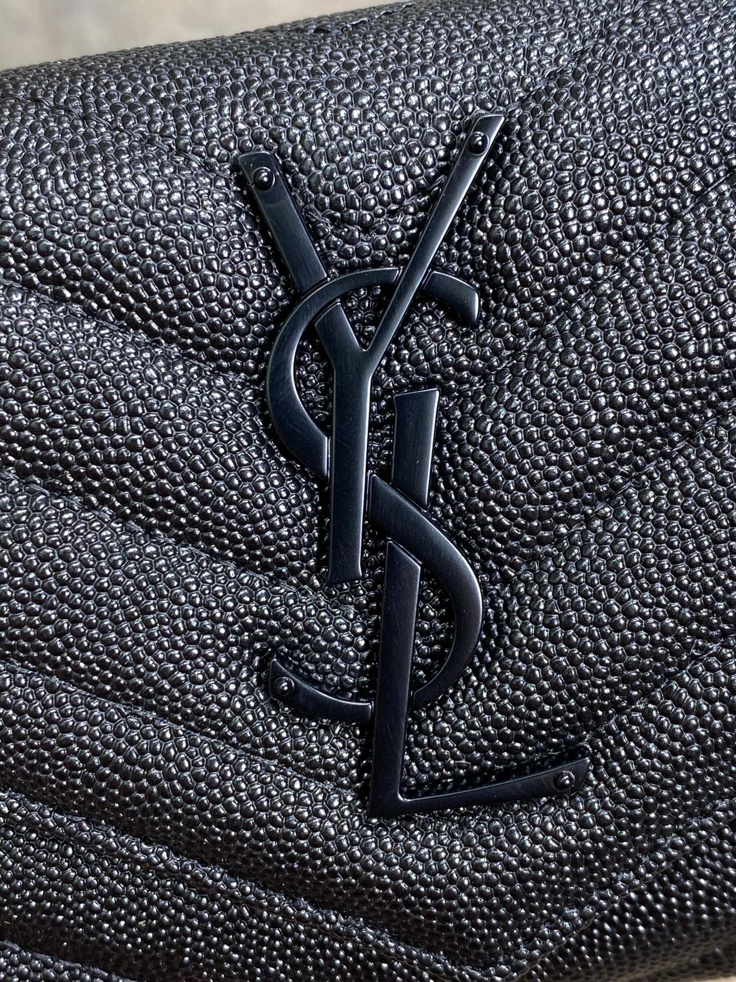 YSL Cassandre Envelope Flap Wallet Full Black Caviar Cowhide
