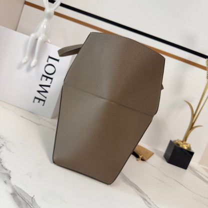 Loewe Medium-Sized Puzzle Fold Handbag Taupe Soft Grain Cowhide