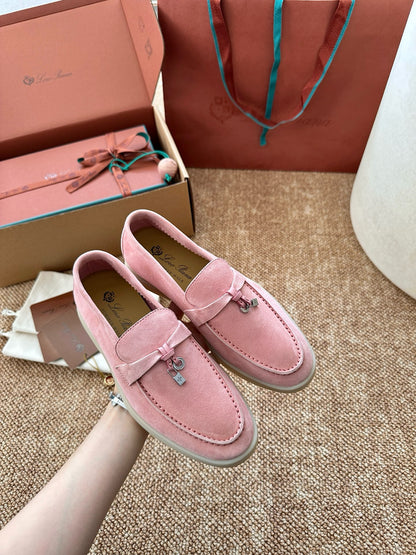 Pink Suede Slip-On Loafers, Loro Piana Style