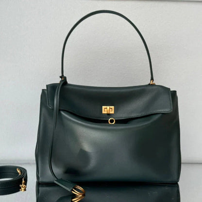 Balenciaga Medium Bag 35 Dark Green Calfskin Gold Hardware