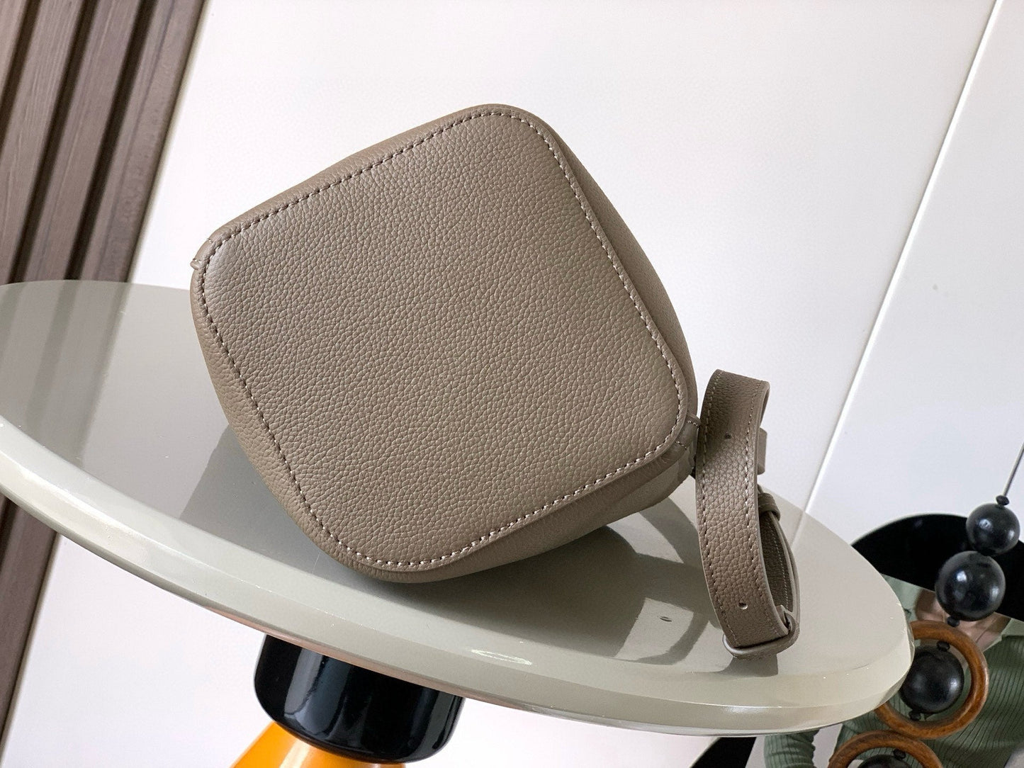 Loewe Mini Pebble Bucket Bag Taupe Grained Calfskin