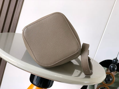 Loewe Mini Pebble Bucket Bag Taupe Grained Calfskin
