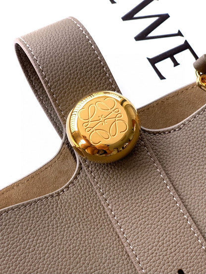 Loewe Mini Pebble Bucket Bag Taupe Grained Calfskin