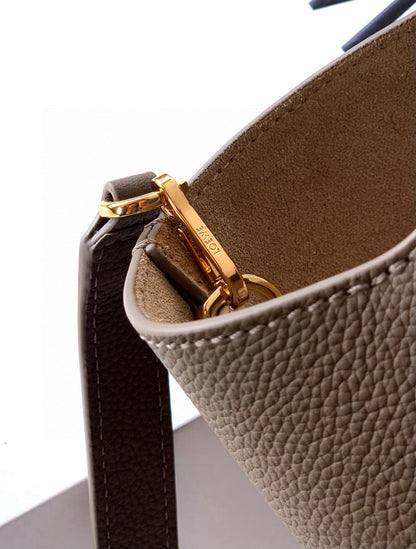 Loewe Mini Pebble Bucket Bag Taupe Grained Calfskin