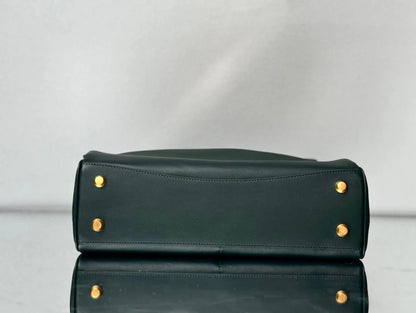 Balenciaga Medium Bag 35 Dark Green Calfskin Gold Hardware