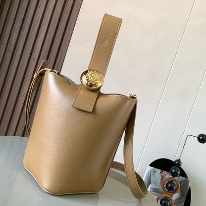 Loewe Mini Pebble Bucket Bag Bronze Brown Smooth Calfskin