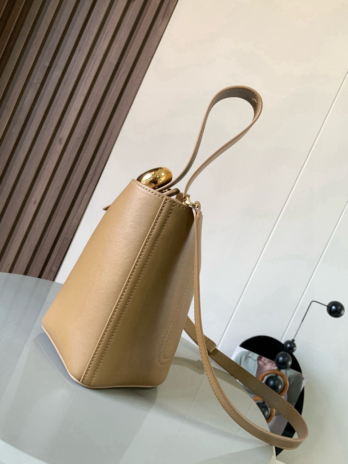Loewe Mini Pebble Bucket Bag Bronze Brown Smooth Calfskin