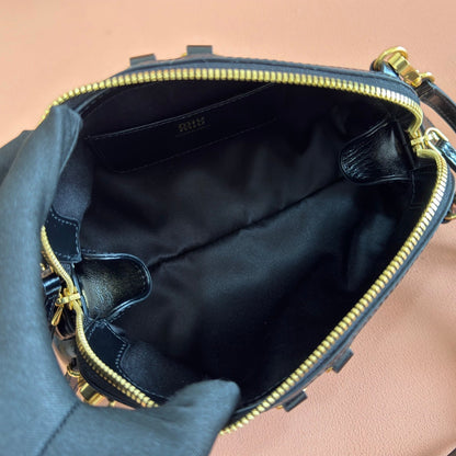 Miu Caprice Clutch  Black Leather 280753