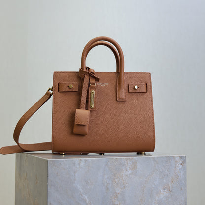 YSL Sac De Jour Nano 22cm Brown Grain Cowhide GHW