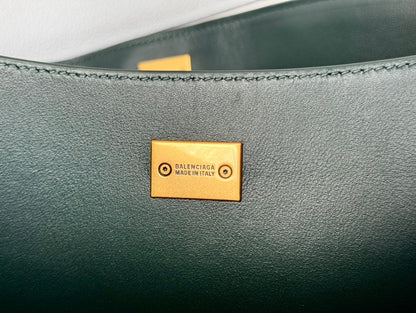 Balenciaga Medium Bag 35 Dark Green Calfskin Gold Hardware