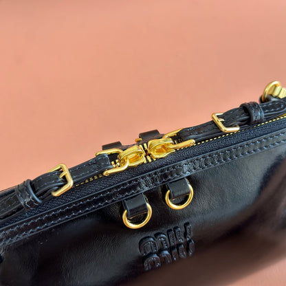 Miu Caprice Clutch  Black Leather 280753