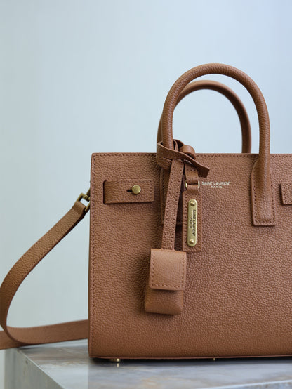 YSL Sac De Jour Nano 22cm Brown Grain Cowhide GHW