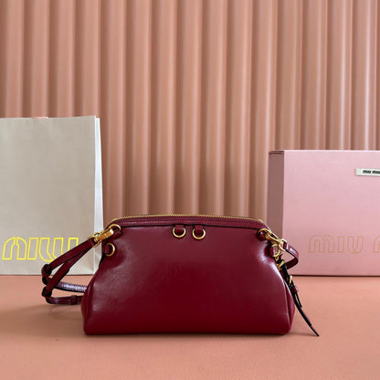 Miu Caprice Clutch Burgundy Leather 280751