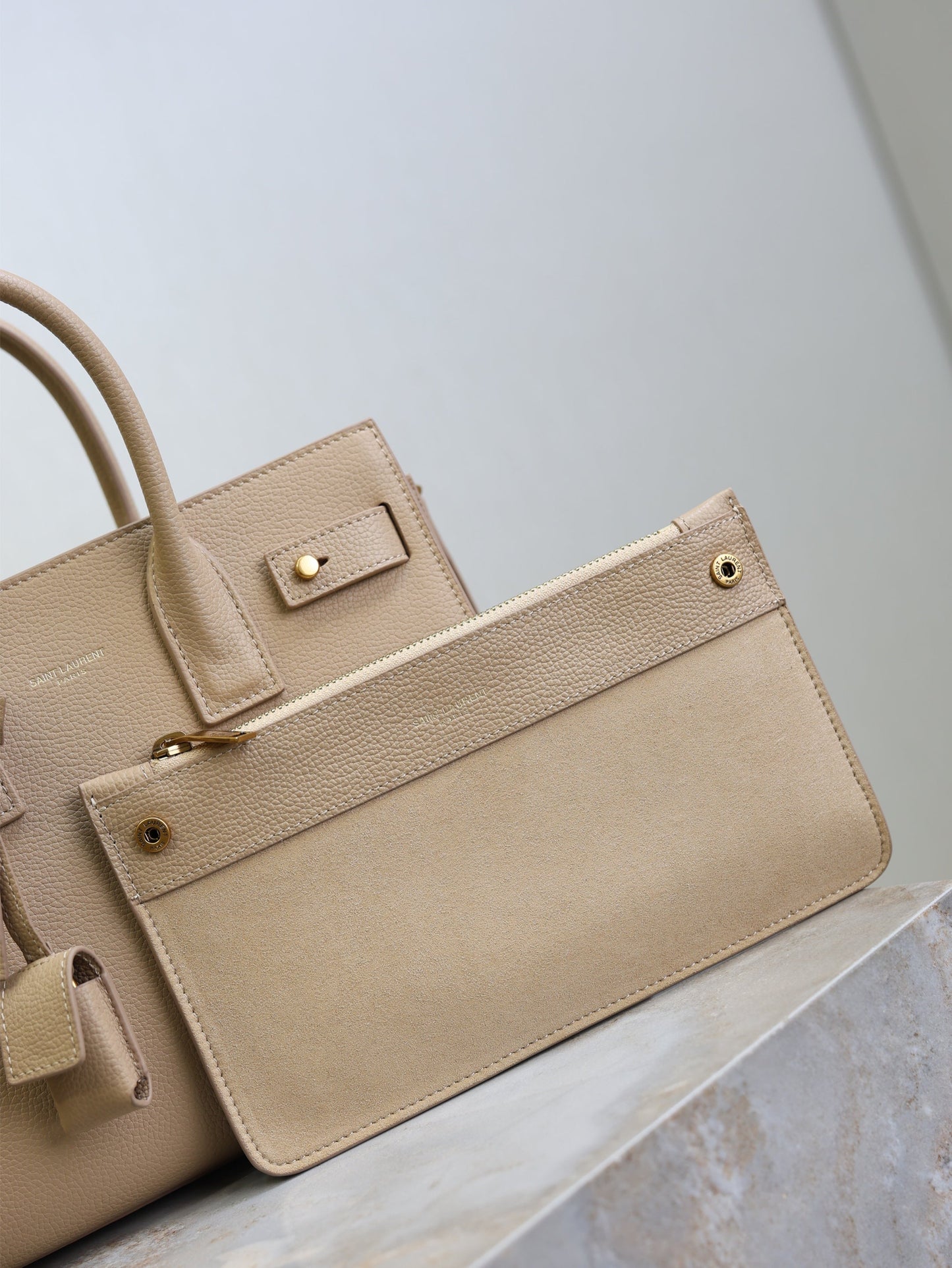 YSL Sac De Jour Nano 26cm Beige  Grain Cowhide GHW