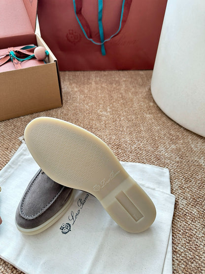 Loro Piana Summer Charms Walk Suede Mules - Grey