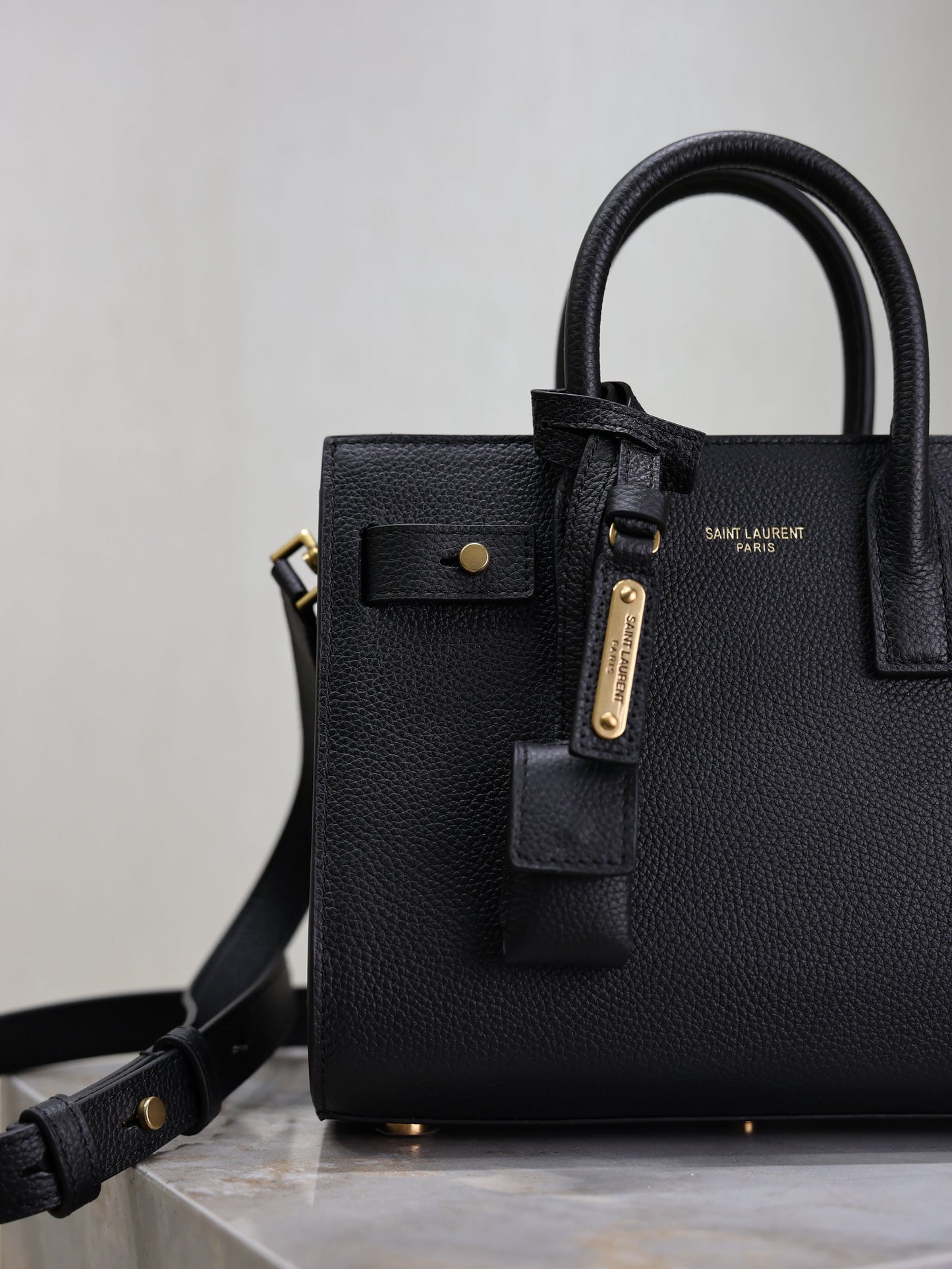 YSL Sac De Jour Nano 22cm Black Grain Cowhide GHW