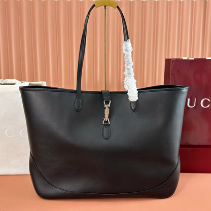 GG Jackie Large Tote Bag Black Lambskin