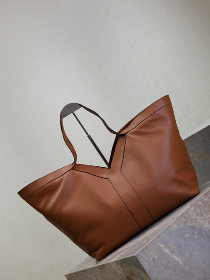 YSL Y Tote Bag Brown Cowhide