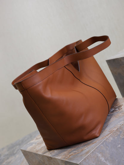 YSL Y Tote Bag Brown Cowhide