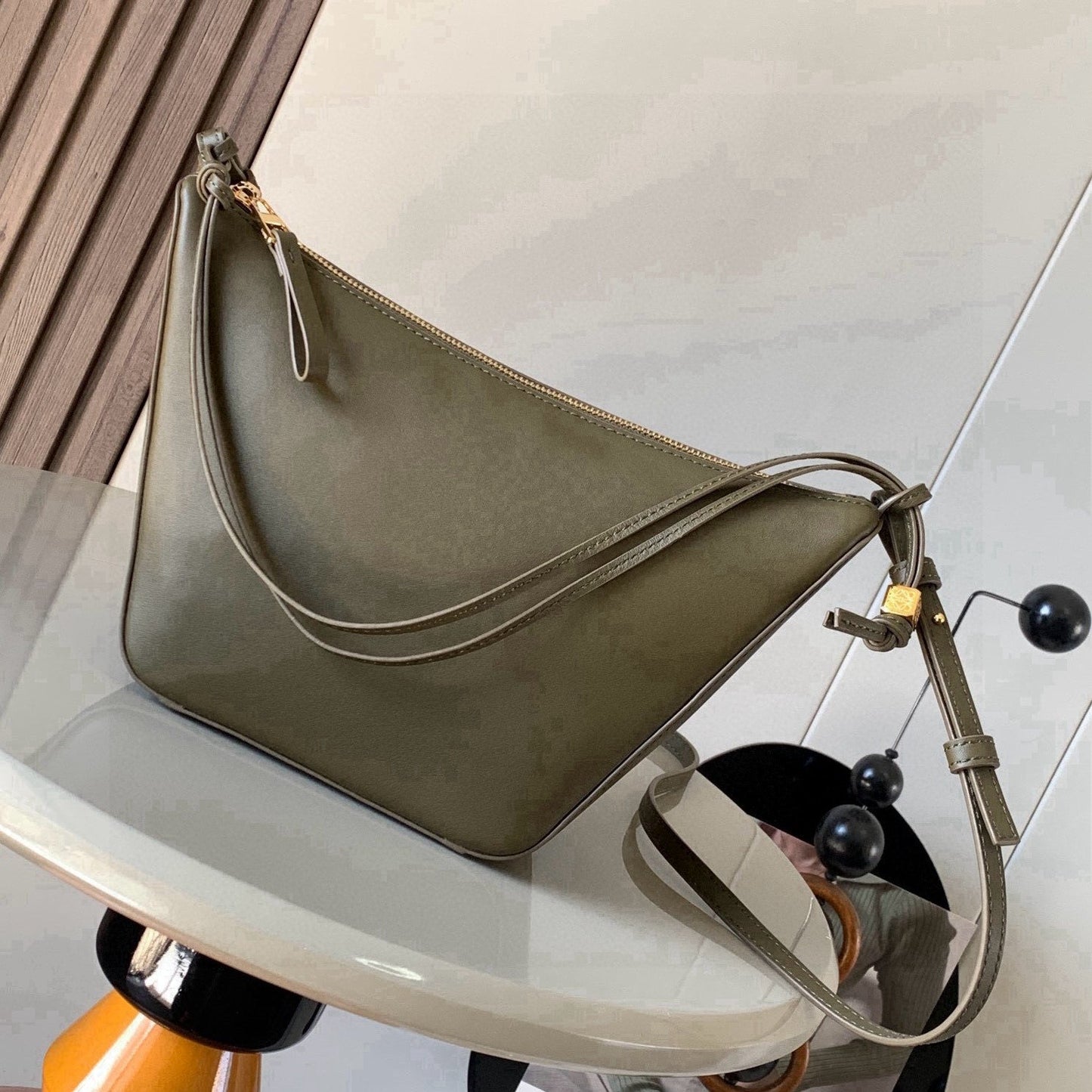 Loewe Mini Hammock Hobo Bag Taupe Calfskin