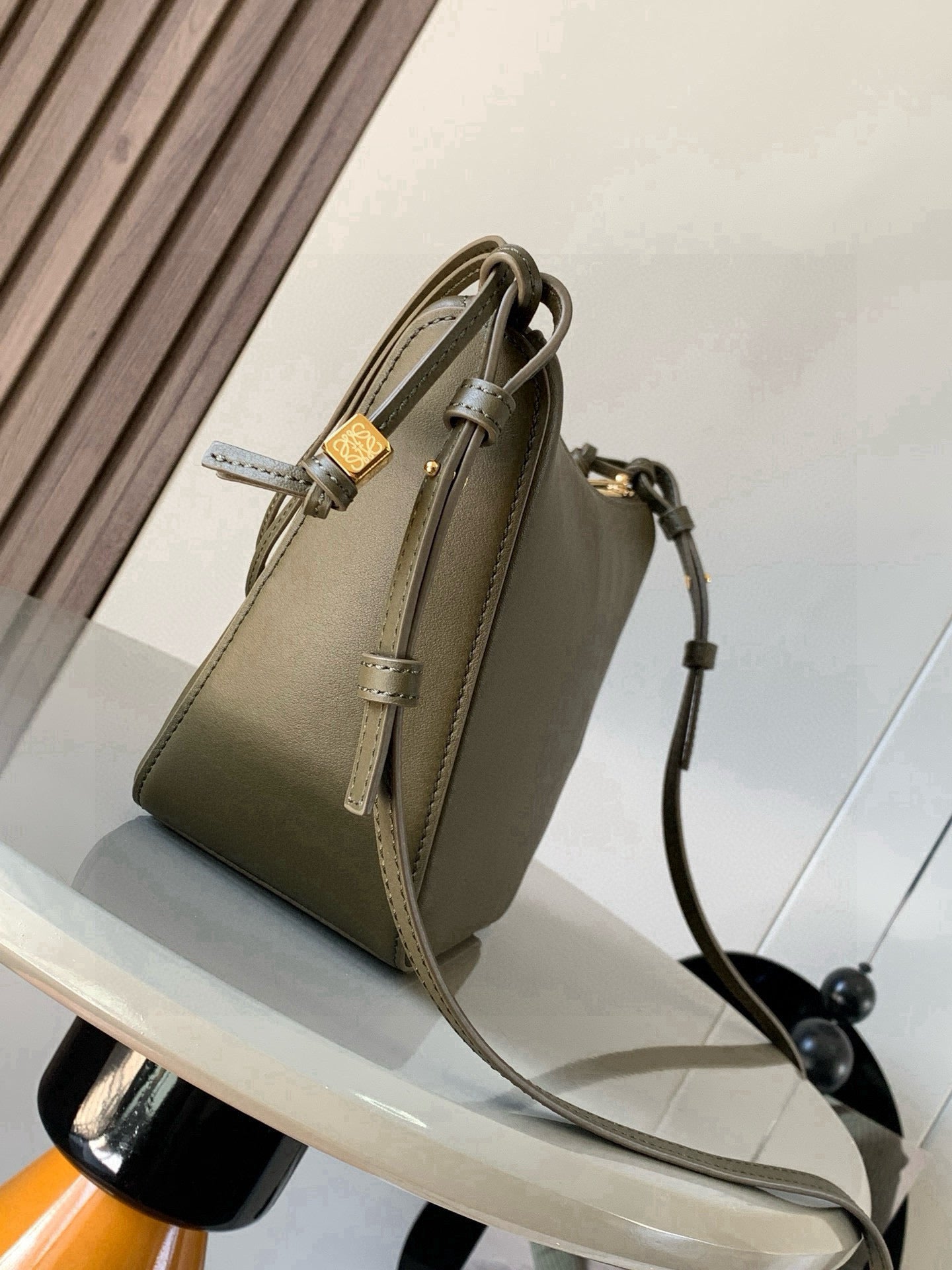 Loewe Mini Hammock Hobo Bag Taupe Calfskin