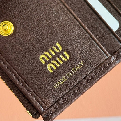 Miu 5MV017 Small Wallet Chocolate Nappa Leather 280828