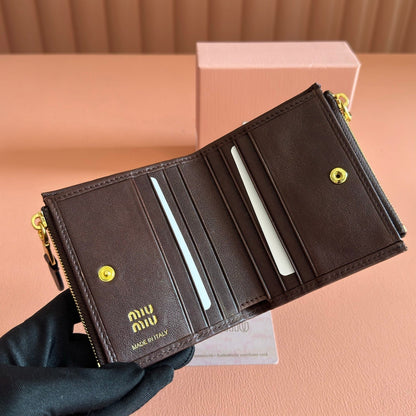 Miu 5MV017 Small Wallet Chocolate Nappa Leather 280828
