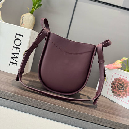 Loewe Hammock Slice Bag Reddish-Brown Shiny Calfskin