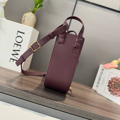 Loewe Hammock Slice Bag Reddish-Brown Shiny Calfskin