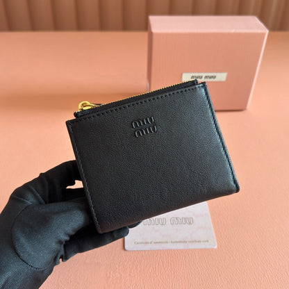 Miu 5MV017 Small Wallet Black Nappa Leather 280826