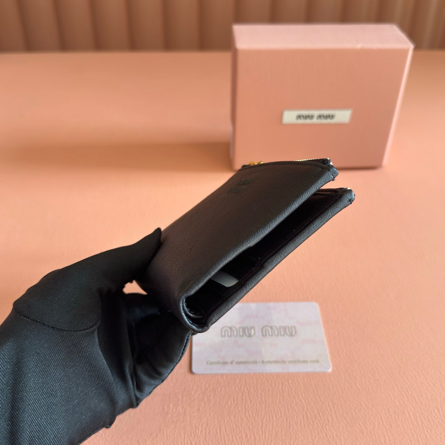 Miu 5MV017 Small Wallet Black Nappa Leather 280826