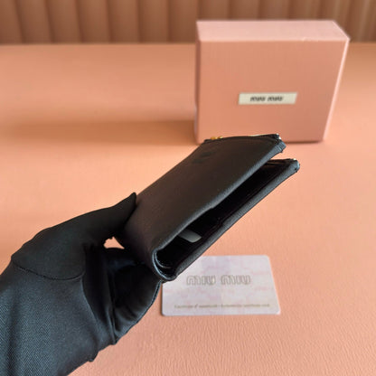 Miu 5MV017 Small Wallet Black Nappa Leather 280826
