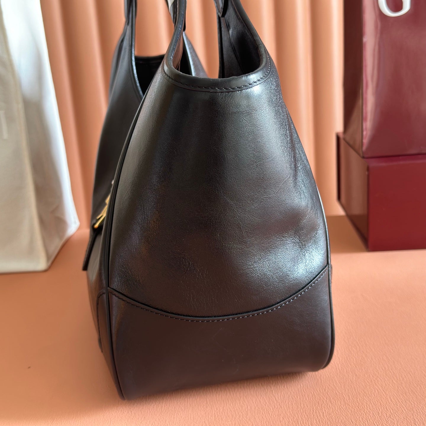 GG Mercato Medium Tote Bag Black Lambskin