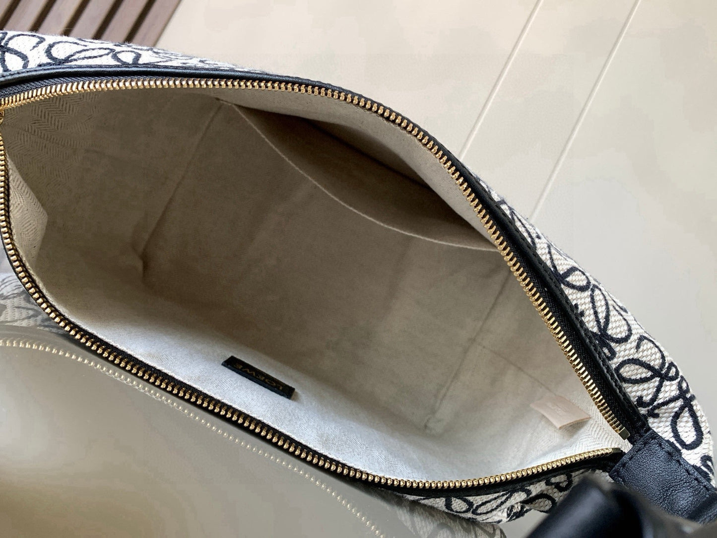 Loewe Cubi Anagram Bag 35cm Black White Jacquard Cotton Calfskin
