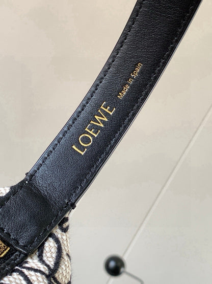 Loewe Cubi Anagram Bag 35cm Black White Jacquard Cotton Calfskin