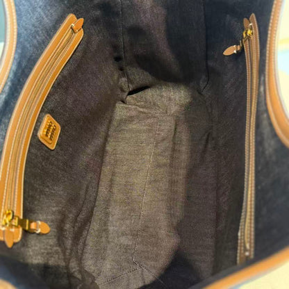 Miu 2026 Ivy Leather Tote Bag Blue Denim Leather
