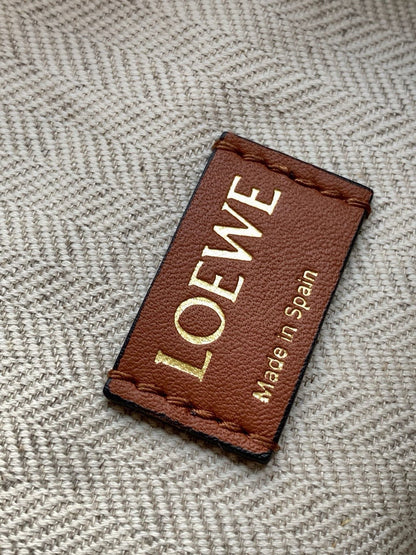 Loewe Cubi Anagram Bag 35cm Brown White Jacquard Cotton Calfskin