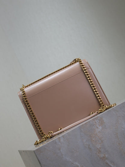 YSL Medium Sunset Shoulder Bag 22cm Beige-Brown Cowhide GHW