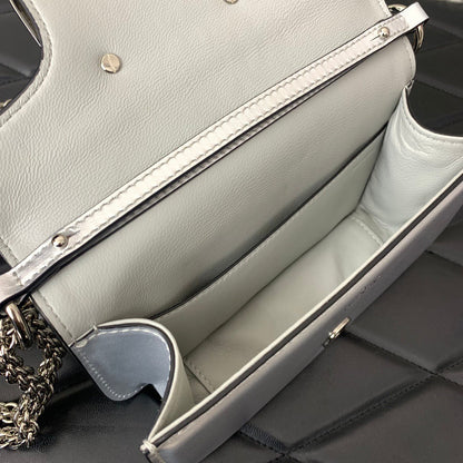 Valentino Garavani Small Locò Shoulder Bag Sliver Metallic Leather