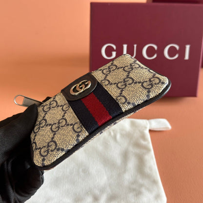 GG Ophidia Supreme Key Case Black Beige Canvas