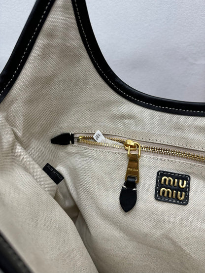 Miu Ivy Tote Bag 35cm Black Leather 175699