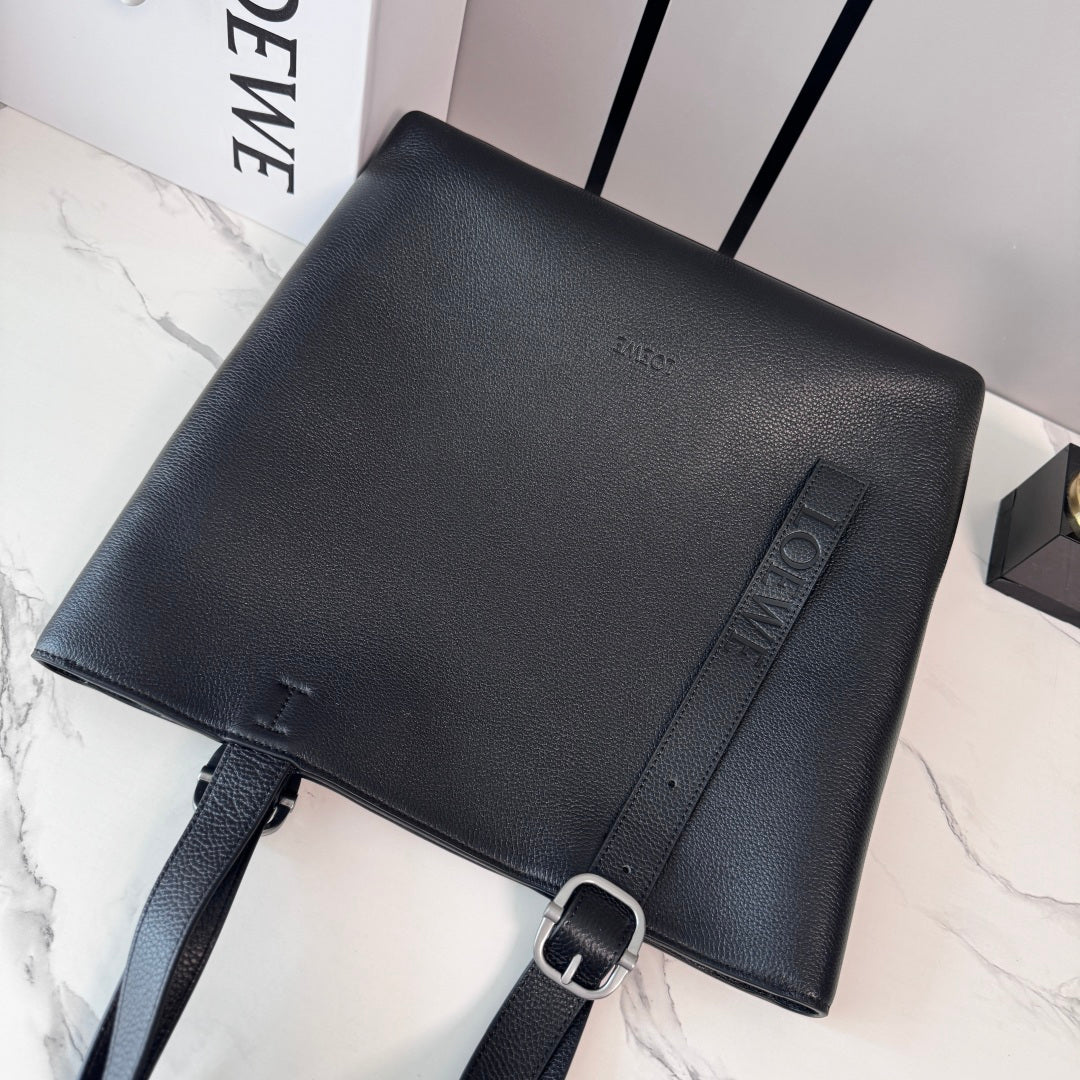 Loewe Loop Zipped Tote Bag Black Grained Calfskin