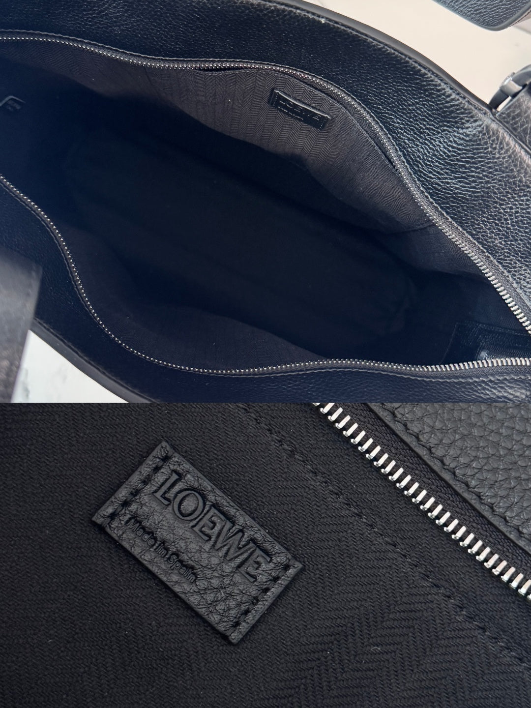 Loewe Loop Zipped Tote Bag Black Grained Calfskin